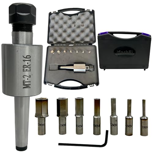 MachEl MT-2 ER16 Rotary Broach with Metric Hex Punches Internal Hex Broaching Tool for CNC & Manual Lathes
