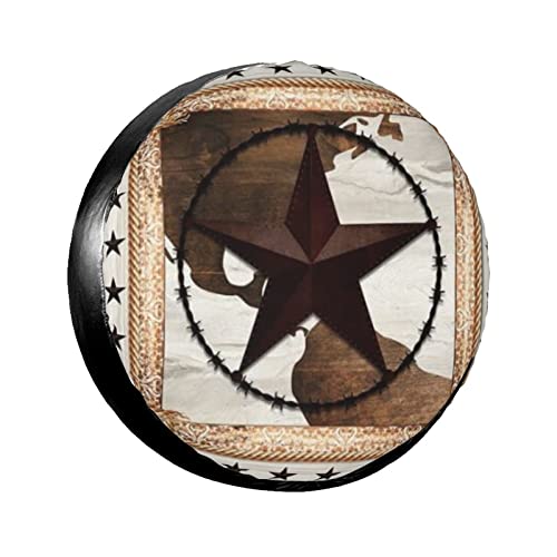 747 Rueda De Repuesto Western Texas Star Retro Rústico Weatherproof Cubierta De Rueda De Neumático Impermeable Funda para Neumáticos para Casas Rodantes Camionetas Vehículos 17inch