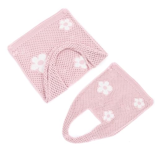 Image of Ovida Crochet Tote Bag Mesh Beach Bag Fairycore Hobo Bag Fairy Grunge Aesthetic Shoulder Bag Y2k Purse for Women Girls