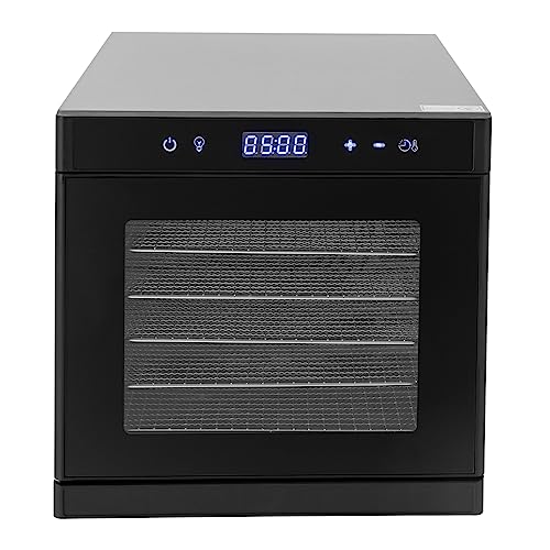 Dörrautomat edelstahl, Food Dehydrator mit Rezepte 6 Edelstahl-Dörrtabletts, LED-Display (35°-75°C) und 700W, Schwarz – Bild 5