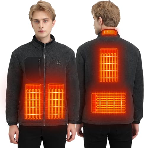 Chaqueta Calefactable Hombre USB,Chaqueta Invierno Con Batería 10000 mAh,Ropa Calefactable Con 5 Zona De Caldaie, 11 Livello De Caldaie Ajustable