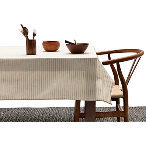 MEEMA re | Eco Friendly Square Tablecloth |152x152 cm, Recycled Denim and Cotton- Natural Color| Handcrafted, Washable Dining Table Cover, Everyday Use and Special Occasions Cover