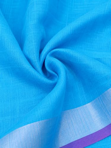 Image of HAIDER ALI AND SONS Grey Cotton Linen Saree for Women | Soft Linen Slub Blend Saree with Running Blouse Piece | Lightweight Handloom Style Saree | Office, Casual, Party & Festival Wear
