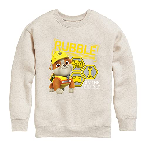 HYBRID APPAREL - Paw Patrol - Rubble & Crew - Rubble On the Double - Toddler & Youth Crewneck Fleece Sweatshirt - Size 5T Natural