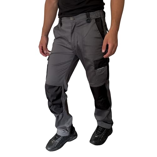 Pantalon de travail multi-poches avec tissu stretch élastique STRIKER gris homme ST-3332
