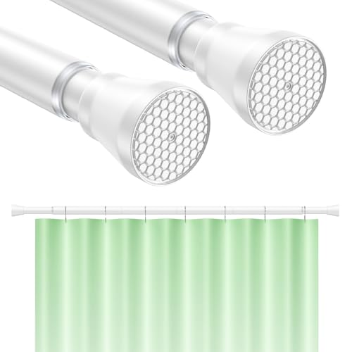 Image of 2Pack Shower Curtain Rod 45 to 77 Inches White Shower Rod Tension Curtain Rod No Drilling Adjustable Curtain Rod Spring Tension Rod Shower Rods for Bathroom,Windows,Kitchen