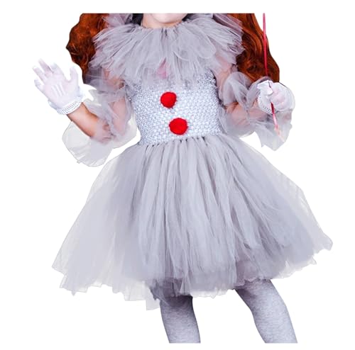 Genérico Vestido de Tutú para Niña con Tema de Payaso Aterrador para Fiestas de Halloween y Ocasiones Especiales como Carnaval o Navidad