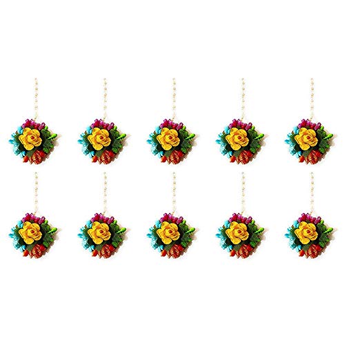 Laxmi Enterprises Flower Maang Tikka for Wedding | Baby Shower | Haldi | Mehandi | Party in Colour for Girls and Women (Pack of 10)-image-13