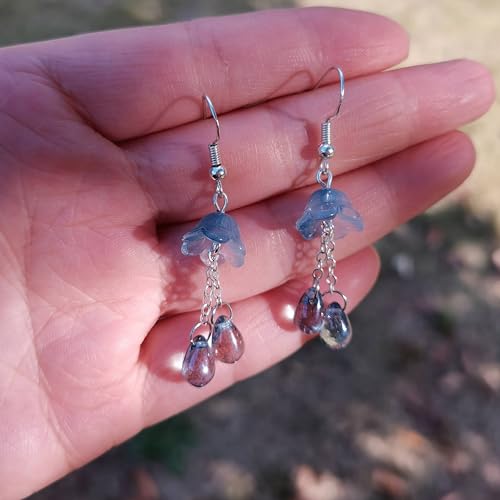 Cute Jellyfish Earrings, Czech Glass Beads Dangle Earrings, Mermaid Teardrop Earrings Jewelry Gifts For Women3