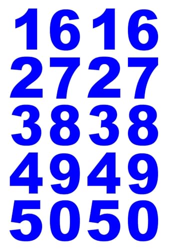 Image of Vinyl Number Wall Glass Vehicle Sticker, 1.5 Inches Blue (Set 2)