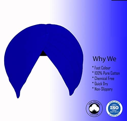 Pagdi traditionnel bleu roi en voile de coton pour occasions - 3