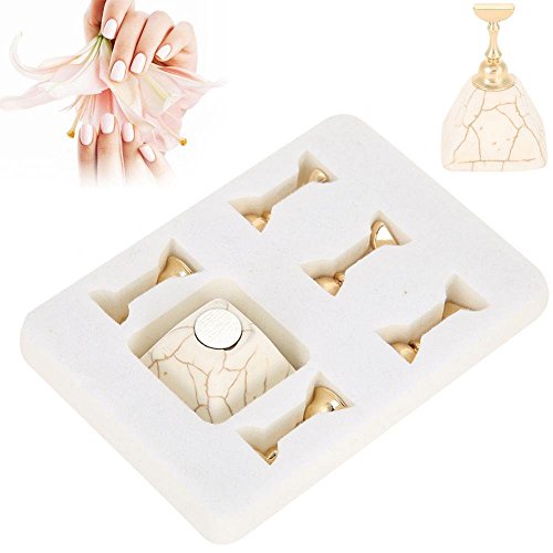 Professional Nail Art Tool, Magnetic Nail Tip Stand Set Practice Stand Base Alloy Holder Nail Art Display Manicure Tool Set(Beige)
