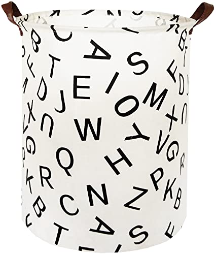 Image of HIYAGON Large Sized Canvas Storage Baskets with Handle,Collapsible & Convenient Home Organizer Containers for Kids Toys,Baby Clothing(Letter)