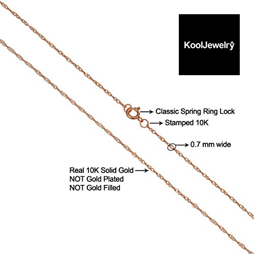 Kooljewelry 10k Rose Gold Singapore Chain Necklace (0.7 mm, 20 inch) - Image 3