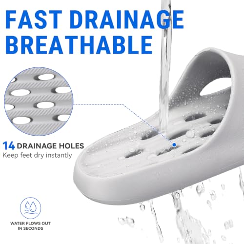 Image of Aoowoll Mens Shower Shoes With Holes Dry Quickly Bath Slippers Womens Non Slip Indoor Home Bedroom Pool Spa Guest College Dorm