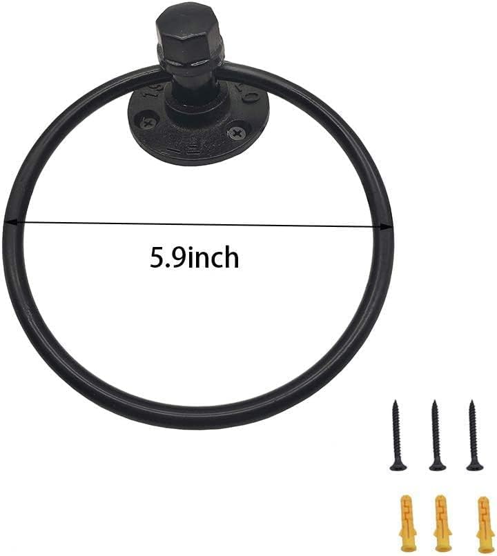 Miniatura 5 de LIKE99 - Toallero retro, anillo de toalla industrial retro para baño, tubo rústico, para colgar en la pared para baño