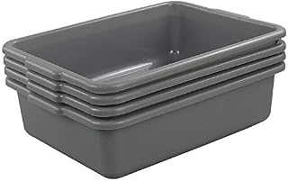 Bblina Small Washing up Bowl Basin, Set of 4 Rectangle Plastic Shallow Trays Bus Tub