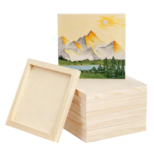 10 Pack 4x4 Inch Unfinished Wood Panel Boards for DIY Painting Art Crafts