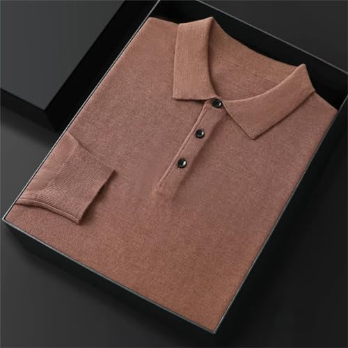 Mnjyihy Men's Polo Neck Cashmere Sweater Casual Business Slim Fit Long Sleeve Knit Bottoming Pullover Sweater3