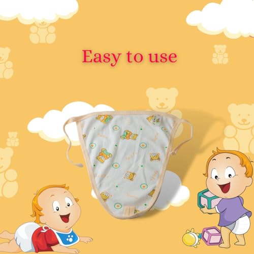 Image of Little Boo new born Baby's Cotton Cloth Diapers /Langot /nappy U Shaped Washable and Reusable Nappies (Multicolour,0-6 Months) Pack of 40