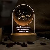 DEREGALOOS Lámpara LED personalizada mapa estelar. Lámparas personalizadas con constelación. Regalos originales signos del zodíaco. Regalos para parejas. (Piscis)