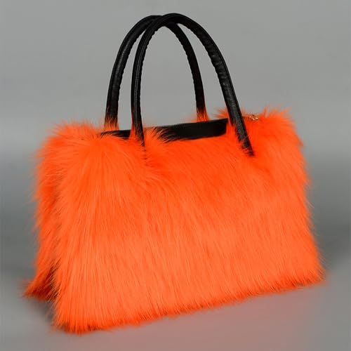 Image of Winter Furry Handbag Soft Faux Fur Leather Bag Lightweight Travel Bag Cute Women's Shaggy Purse