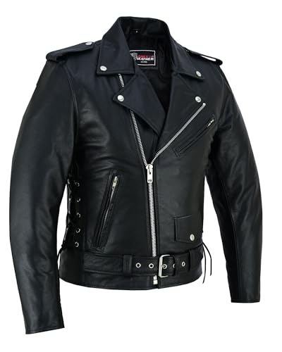 Vance Leather Men's Premium Biker Black Leather Jacket