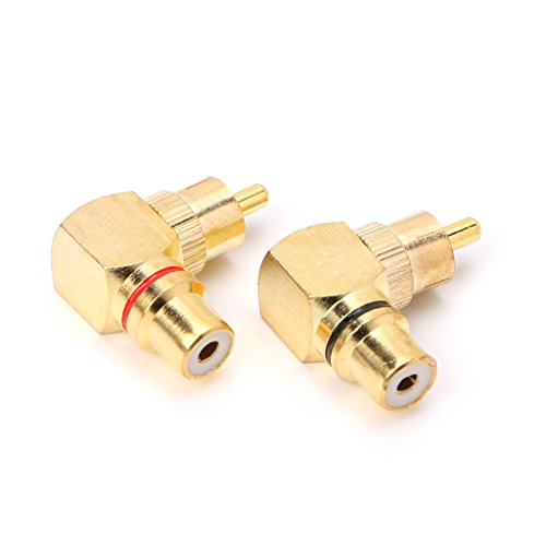 2X Conector RCA Macho a Hembra Chapado en Oro 90 Grados miniatura 5