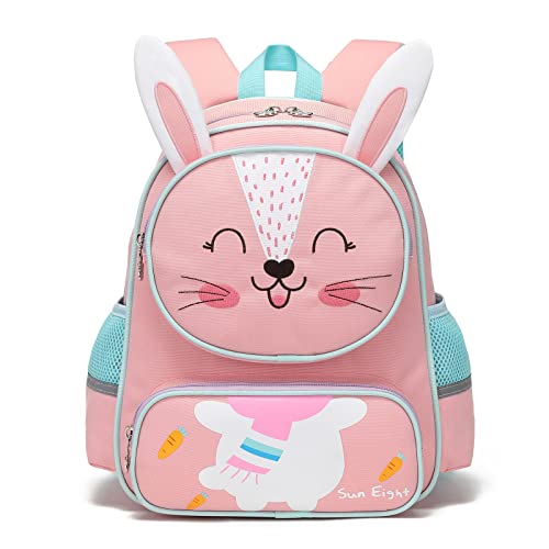Tokeya Sac à Dos Enfant Maternelle, Sacs à Dos Scolaire Primaire D'école Cartable Enfant Cartable Imperméable Léger 6-12 Ans Crèche Fille Mignon Voyage Sac, Rose Lapin Cover