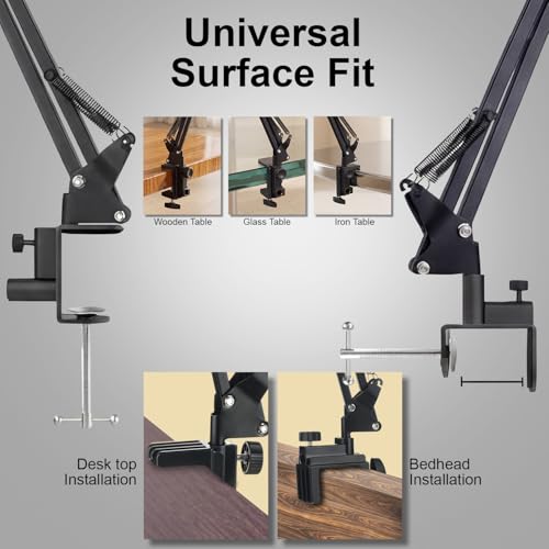 Image of Overhead Video Mobile Stand, New Extra Long Arm, 1 /4 inch Head 2 Way Base clamp, and Bracket for Mobile Phone, for, Overhead Video, Desktop,Bedroom, Office, Black (Extra Long Tab)