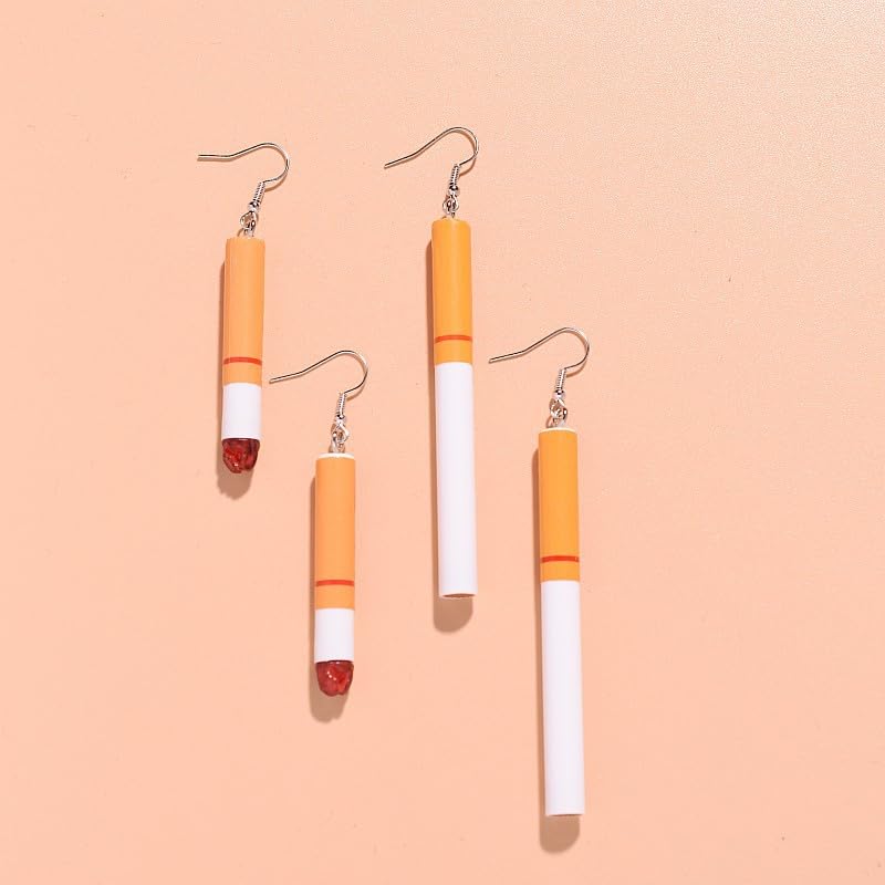 Creative Funny Cigarette Butt Earrings Wacky Lifelike Cigarette Earrings Unisex Dangle Earrings Cool Punk Earrings Halloween Earrings（2pcs）2