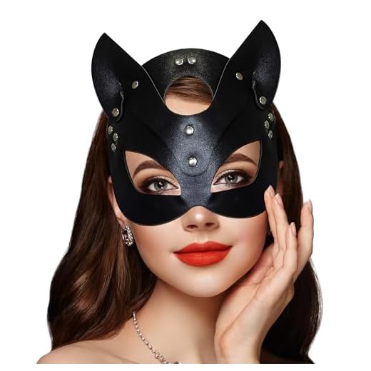 Takmor Mascara Catwoman, Mascara Halloween Antifaz Catwoman Máscara Disfraz de Catwoman Máscara de Cuero Para la Mascarada Halloween Navidad Disfraz Fiesta Club Nocturno
