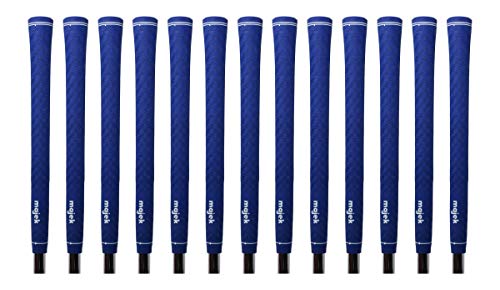 Majek Tour Pro Blue Standard Size Golf Grips and Grip Kit + Utility Hook Blade (13 grips, grip tape, clamp, grip removal hook blade, instructions)