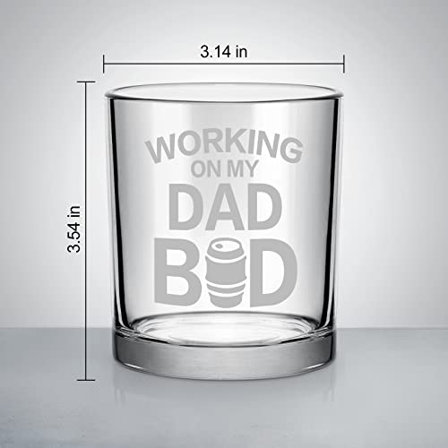 Modwnfy Father's Day Gifts For Dad, Dad Whiskey Glass, Funny Old Fashioned Glass For Dad Papa Father From Daughter Son, Dad Gift For Birthday Christmas, Working On My Dad Bod, 10 Oz #TOP5