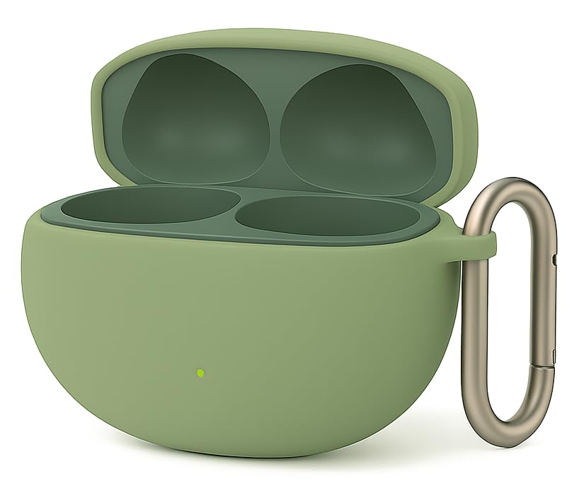 Image of Silicone Case Cover for OnePlus Buds 4 with Heavy Duty Carabiner (Matcha Green)