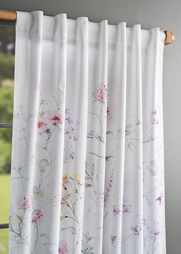 Image of Maison d' Hermine Curtains for Living Room 100% Cotton 84 inch Length One Panel Light Filtering Curtains for Window with Rod and Loop Pockets Gifts for Mothers Day (Summer Floral - Green, 50 inchW x 84 inchL)