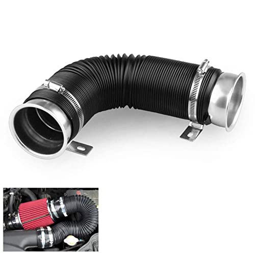 Sporacingrts Manguera de entrada de aire frío flexible de 77 mm, universal, multiajustable, conector plateado compatible con coche universal