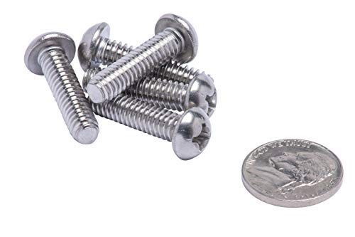 1/4"-20 X 1" Stainless Phillips Round Head Machine Screw, (25pc), Coarse Thread, 18-8 (304) Stainless Steel, by Bolt Dropper