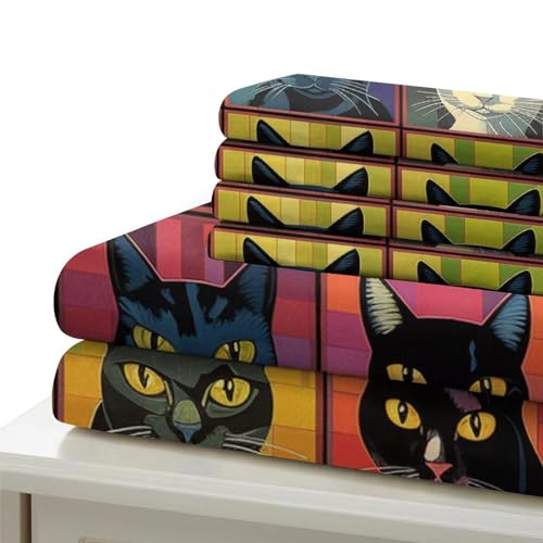 Funda nórdica de gato patchwork 3D reversible microfibra 200x200cm juego de cama infantil 7