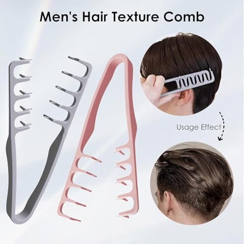 Image of 4 Pcs Texture Hair Comb, 10.5x22.5cm Volumizing Detangling Curly Hair Brush, Portable Travel Blow-Dry Styling Tool for Men, Black Pink Blue Gray Assorted Colors