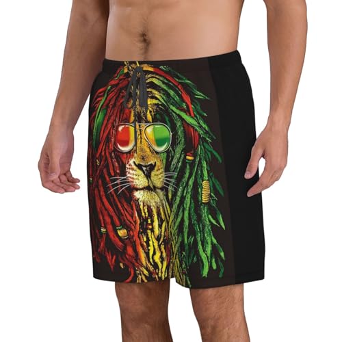 Rasta Lion Boardshorts Men's Casual Swim Trunks Quick Dry Drawstring Beach Swim Shorts2