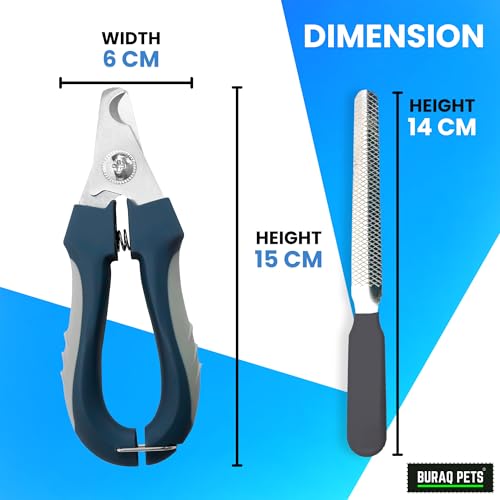 Image of Buraq Pets Dog Nail Cutter with Nail Filer, Professional Pet Nail Clipper for Dogs, Cats, Puppies & Small Animals, Durable, Safe, Ergonomic Grooming Tool for Precise Trimming