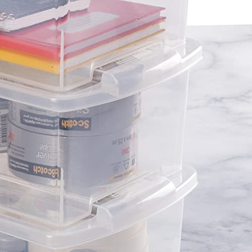 Conjunto de Caixas Organizadoras de Plástico Empilháveis, 3 Peças, 6L, Plasútil, Transparente
