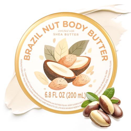 puresoak bath Brazil Nut Body Butter Shea Butter Moisturizer Natural Body Butter for Men Women Smell Good Body Moisturizer for Dry Skin 6.8 floz