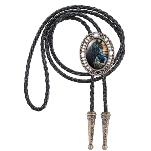 Image of Jeilwiy Bolo Tie for Men Western Cowboy Gothic Bolo Tie Necklace Halloween