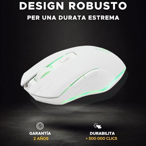 The G-Lab - Kult Helium Wireless - Souris Gamer sans Fil Blanche- Capteur Optique 6400 DPI, Rétroéclairage 7 Couleurs, 6 Boutons - Souris Gaming Ultra réactive- Compatible PC/PS4/PS5 – Blanche - 2024 - Mouse gaming - Immagine 6