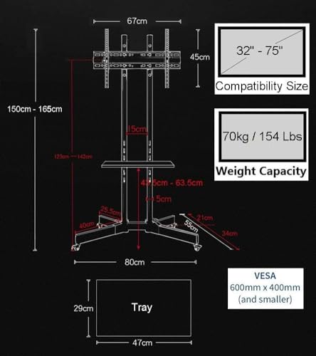 Soporte móvil para TV con ruedas y altura ajustable miniatura 2