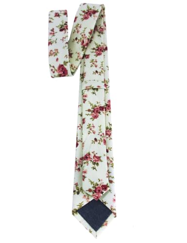 Image of Kebocis Mens Skinny Cotton Floral Tie for Men