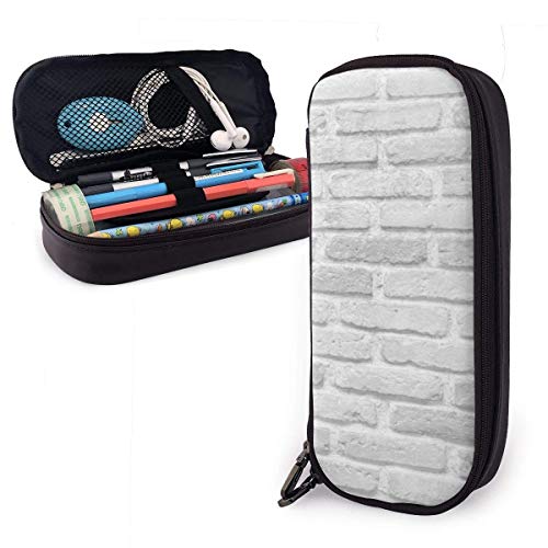 Estuche Escolar de Gran Capacidad, Bolsa de Lápiz Organizador para Material Papelería con Cremallera Doble Textura de pared de ladrillo blanco para Hombre Mujer Estudiante en Escuela Oficina