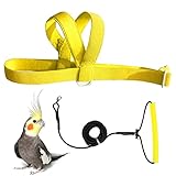 VANFAVORI Adjustable Bird Harness 2M Long Leash Kit, Outdoor Flying Training Rope for Bird Parrots Cockatiel Weight 70-120 Grams (Yellow)